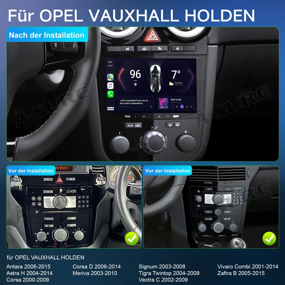 Für Opel Corsa C D Zafira B Astra G H Android14 Apple Carplay Autoradio GPS NAVI - Bild 3 von 4
