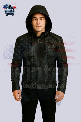 Arrow Black Cosplay Biker Style Leather Jacket