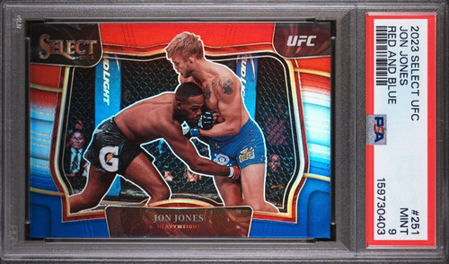 Jon Jones (2023) Panini Select UFC #251 Red and Blue Refractor Parallel!