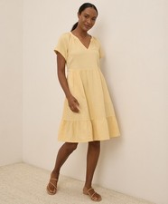 Pact Women's Coastal Double Gauze Breezy Dress Small Sungold Lightweight Summer