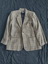 Sag Harbor Women  s Plaid Blazer Jacket Brown Black Size 12 Petite Classic