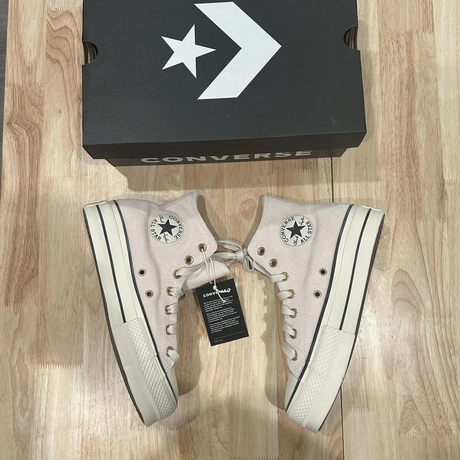 Scarpe Converse Chuck Taylor All Star Lift Platform scamosciate rosa bianco taglia 8