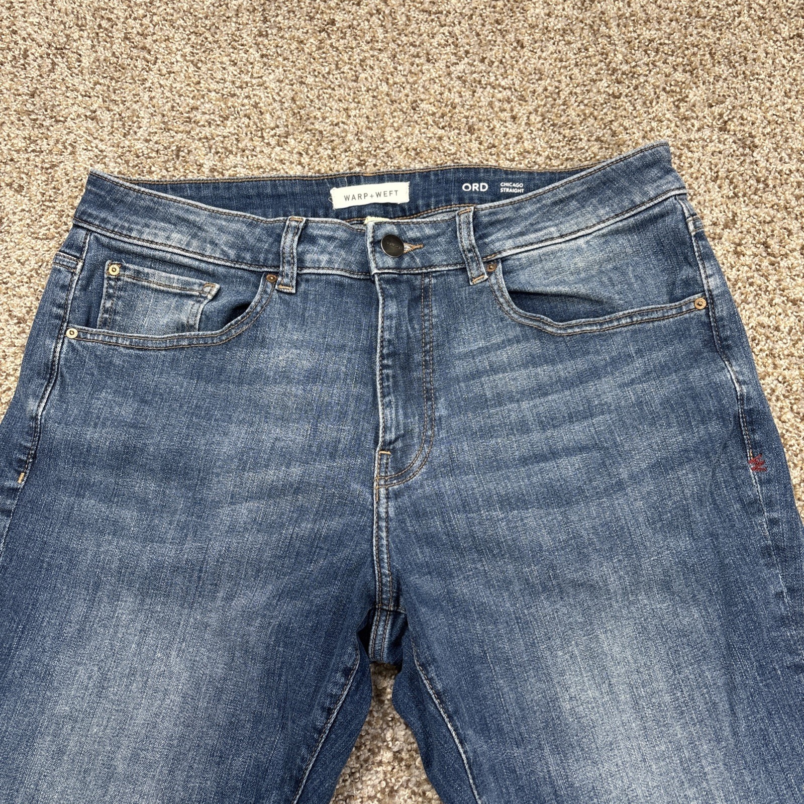 Warp + Weft Jeans Men's Blue ORD Chicago Straight Stretch Denim 34x32 (34x31) - View 2