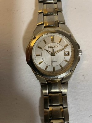Seiko Men's Quartz 100M Two-Tone Steel Watch Day/Date
