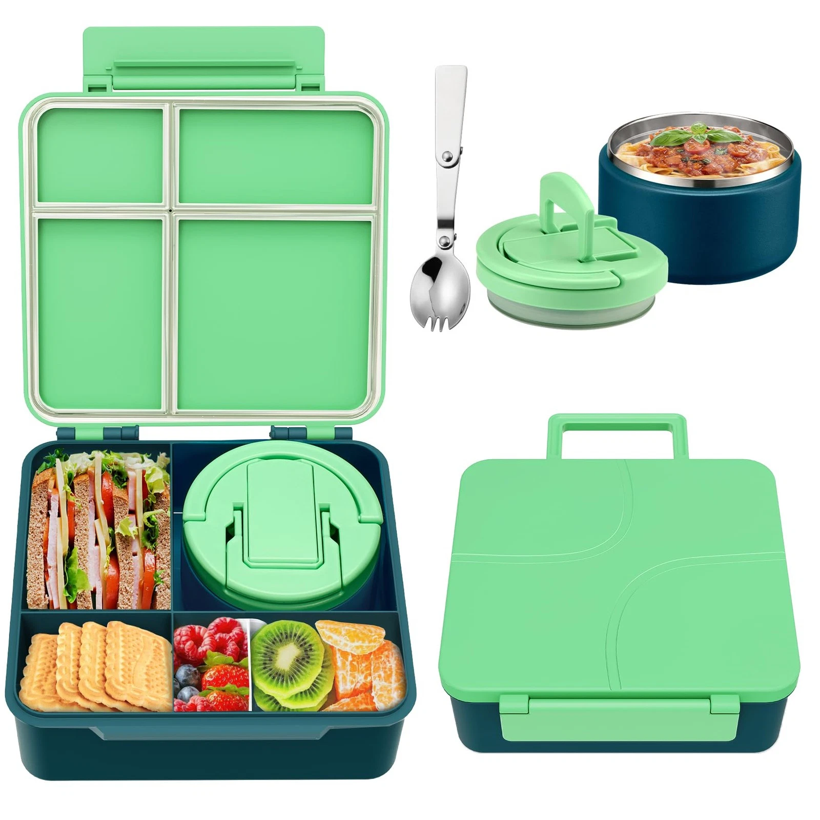 Bento Lunch Box for Kids with 8oz Soup Thermo,Kids Leakproof Lunch Food Conta...