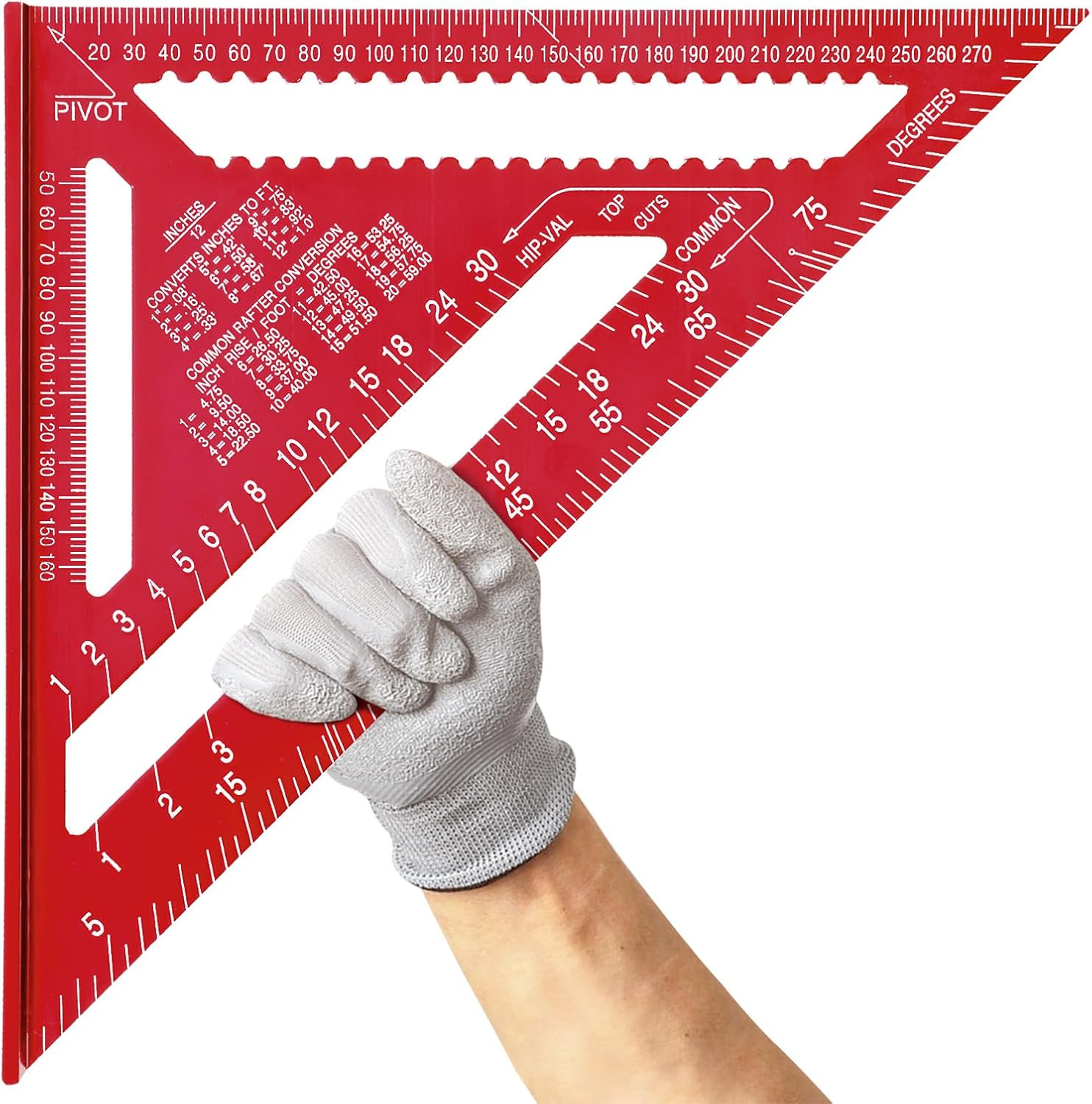 Squadra Triangolare 12 Pollici Alluminio Rosso - Eccellenza in Bottega