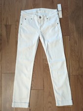Hudson Bacara Cropped distressed Straight Cuffed White 25 Jean Stretchy