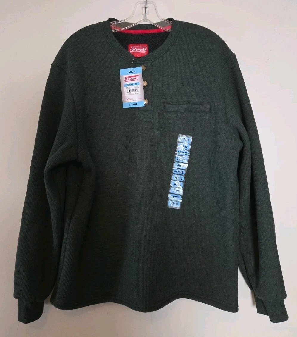 NWT Mens Coleman Hunter Green Thermal Sherpa Insulated Long Sleeve Shirt Large