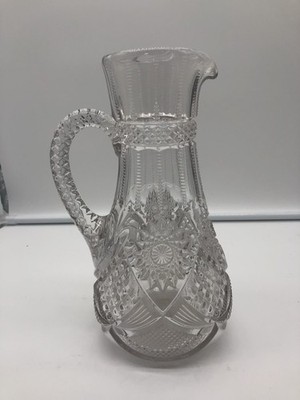 Antique George Duncan & Sons EAPG Pattern Glass BASSETTOWN 10'' Pitcher c1898