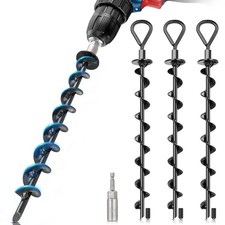 Ground Anchors Screw in 4 Pack 15", Trampoline Stakes Heavy Duty High Wind, Shed