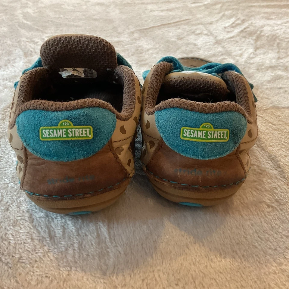 Zapatos Stride Rite Plaza Sésamo Galleta Monstruo Bebé Niño Pequeño 6M Cuero Gamuza Foto 4 de 4