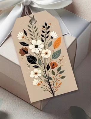 8 x Flower Floral Gift Tags 9x5cm Gifts Presents Swing Tag Labels Card Thank You - image 1 of 4