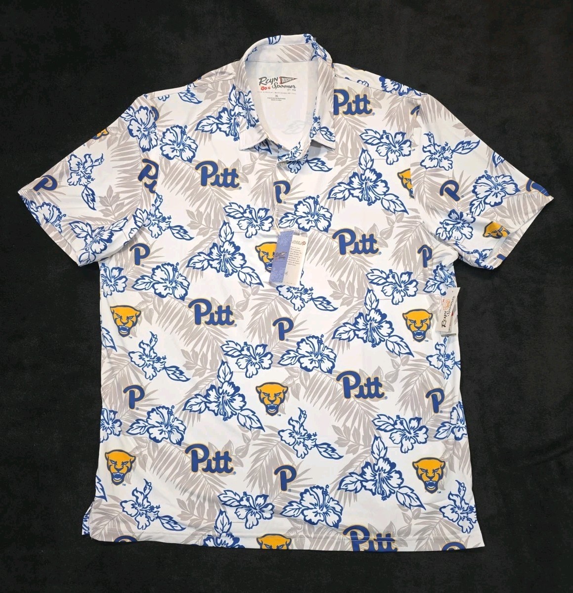 Reyn Spooner Pittsburgh University Hawaiian Golf Polo Shirt NWT