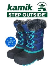 Kamik Snowgypsy 3 Kids Insulated Waterproof Winter Boots Navy Toddler Sz 9 EU 26