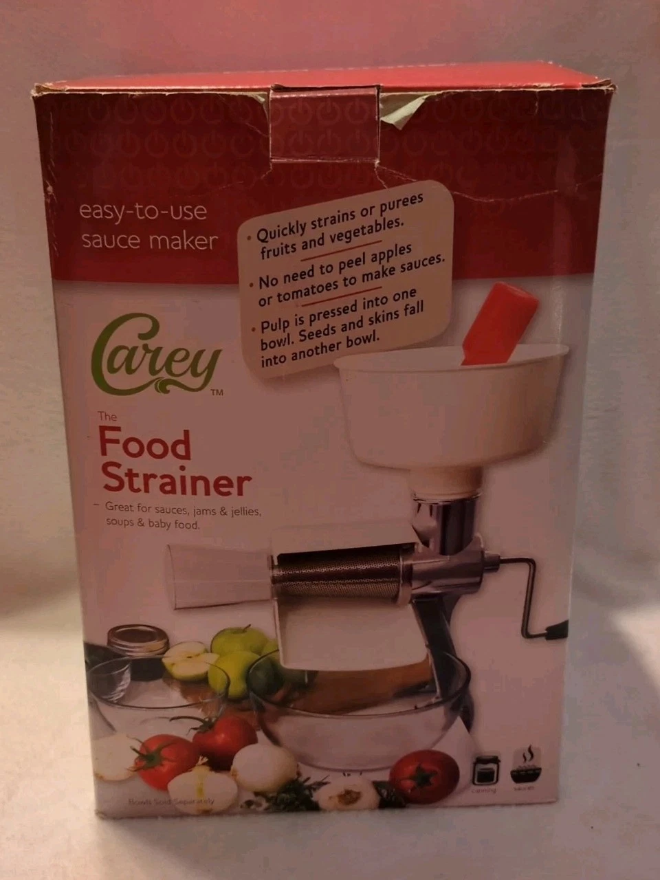 Carey The Food Strainer Easy To Use Sauce Maker Model FDST-220 In Box Jams Jelly