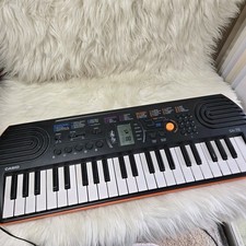 CASIO Mini Keyboard SA-76 44 Key Black Orange Works W/ Adapter