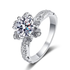 1Ct D Color Moissanite Solitaire Engagement Wedding Ring 925 Sterling Silver