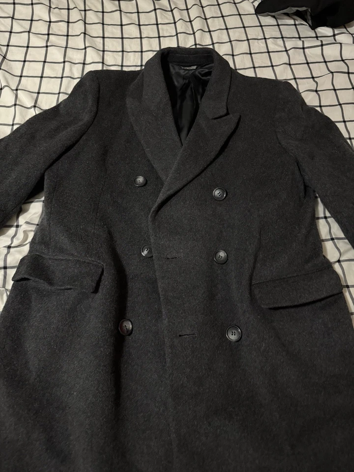 Wool Cashmere Coat Double Breasted Mens Size 42r - Image 2 of 4