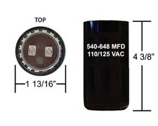 540-648 MFD 110/125 VAC motor start capacitor