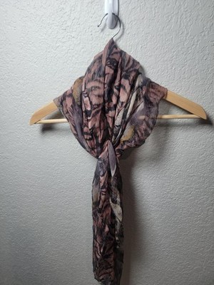 Columbus Accessoires by Codello Tiger Print Scarf Pink Gray 100% Viscose Shawl