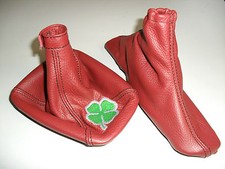 Alfa Romeo Giulietta 2010 Schaltsack und Bremse Echtes Leder Rot + Quatrefoil