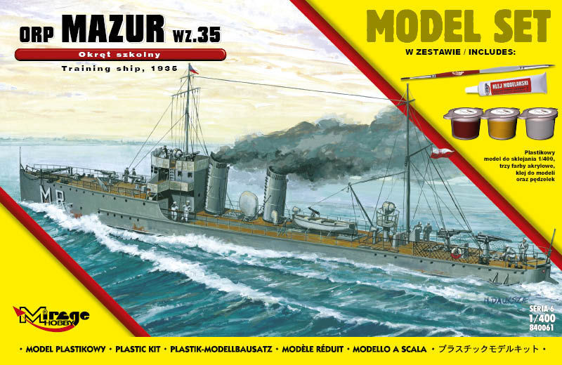 Mirage Hobby 840061 - 1:400 ORP ""MAZUR"" 1935 (Training Ship) (Model Set) - New