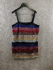 Gap Crazy Stripe Sequin Dress Sleeveless Women's Size XL Rainbow Striped Stretch