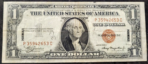 RARE 1935a Hawaii WW2 $1 Silver Certificate With Errors & Misaligned - Picture 2 of 2