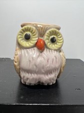 Vintage Ceramic Owl Coin Bank 2 1/2" Japan Free Shipping