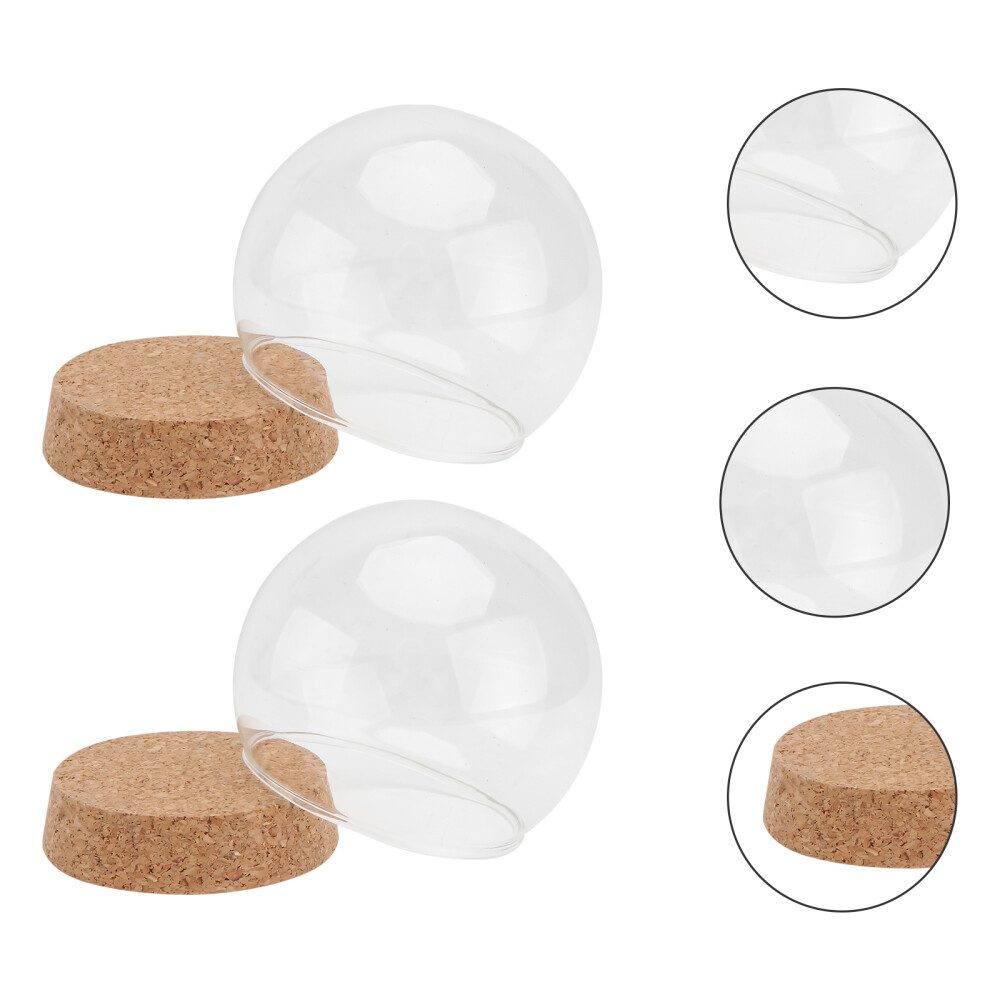 2 Stück Glasabdeckung Mit Korkdeckel 10x10cm - Display Glaskuppel Für Deko & Sammlerstücke