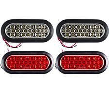  2 Red  2 White 6" Oval 24 LED Trailer Stop Turn Tail Reverse Backup Parking...