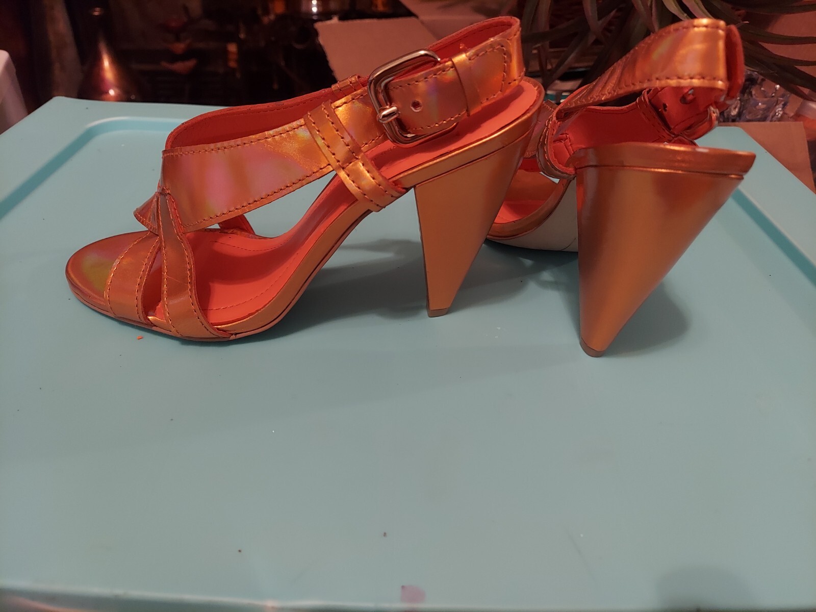 BCBGeneration Metallic Orange Leather Slingback S… - image 3