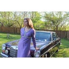 Vintage 1960's Handmade Lavender Paisley Print Bespoke Beautiful Gown