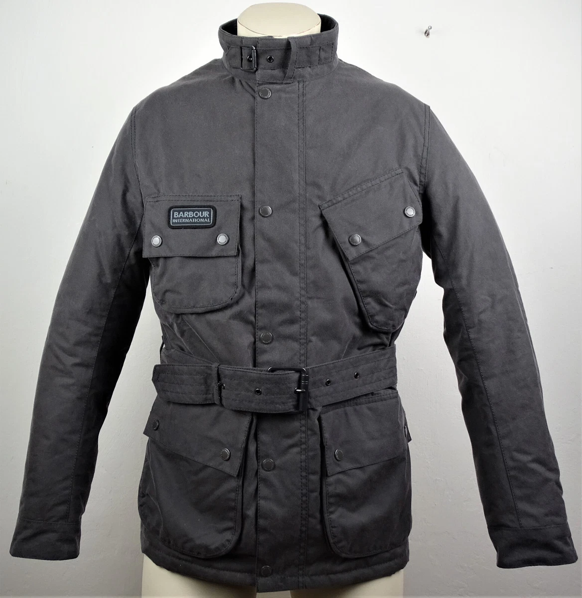BARBOUR International New SL Wax Jacket Mens Jacket Grey Size M NEW WITH LABEL
