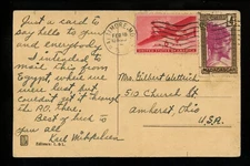 US Postal History #C25 + Madagascar #149 Post Card 1945 Baltimore MD Amhurst OH 