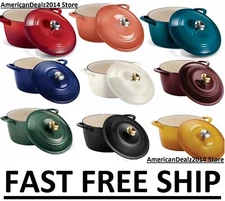Tramontina Enameled Cast Iron 7-Quart Covered Round Dutch Oven Choose COLOR NEW