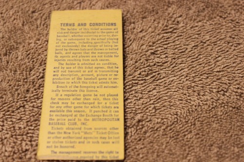 1972 (Sept. 9) New York Mets baseball ticket stub v  Cardinals Bob Gibson loss - Foto 2 di 2
