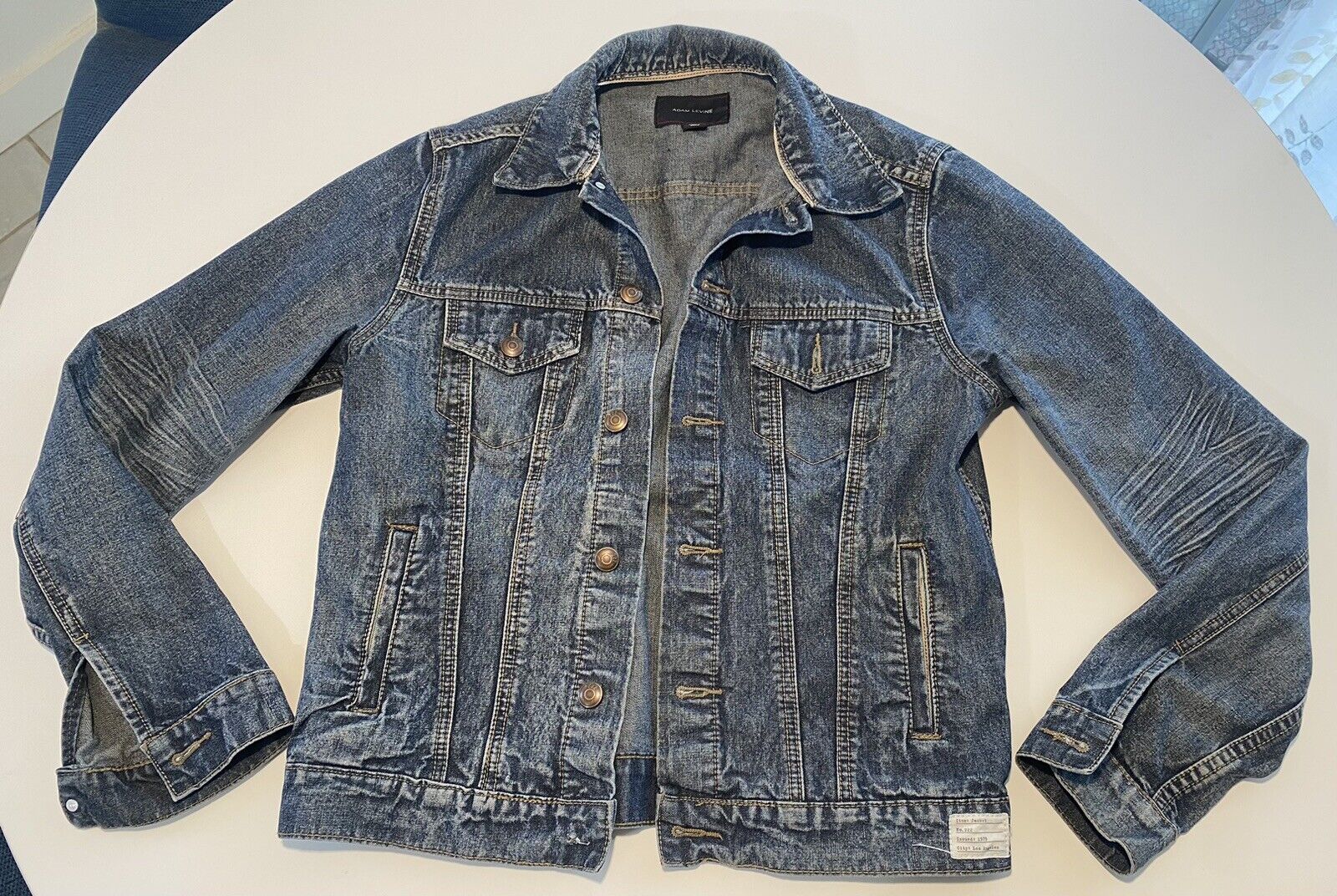 Adam Levine Jacket Adult Medium Dark Blue Denim Wash Trucker Jean