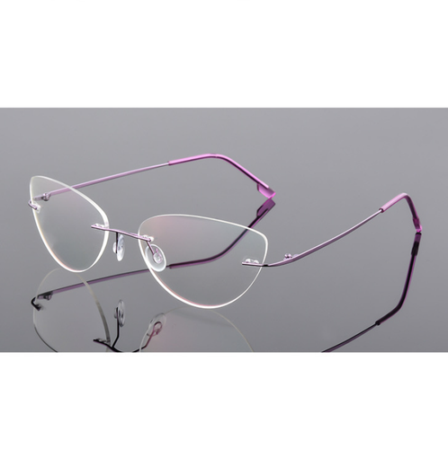 Randlose Damen Lesebrille Metalllegierung Blaulicht blockierende Katzenbrille - Bild 14 von 21