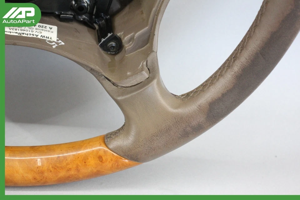 ✅ 00-06 Volante de conductor Mercedes W220 S600 S500 CL600 madera marrón OEM Foto 2 de 4