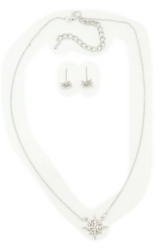 Women Fashion Jewelry Set Silver Metal Chain Star Charm Pendant Necklace Earring - Picture 3 of 12