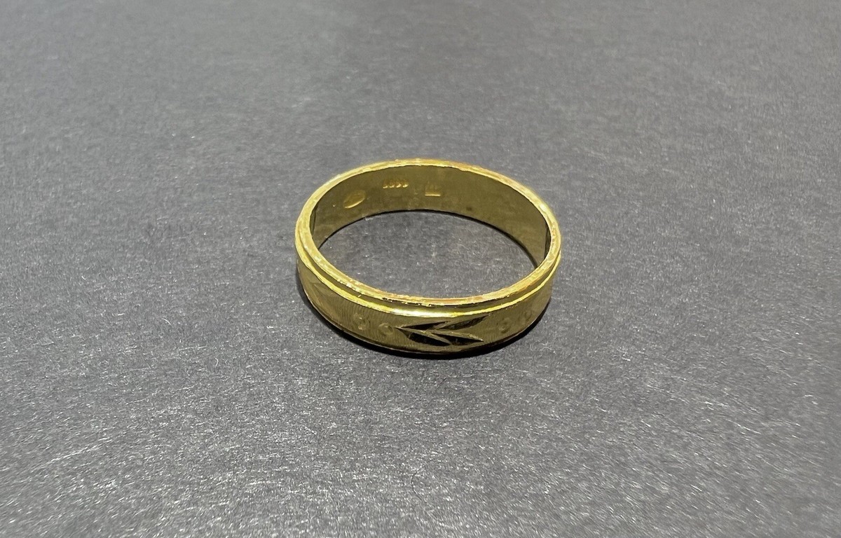 24K Yellow Gold Flat Shape Unisex Design Ring | eBay