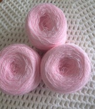 Lace yarn Crystal Color Pink Acrylic/Rayon. 900 yards per ball. 1 lot of 3.