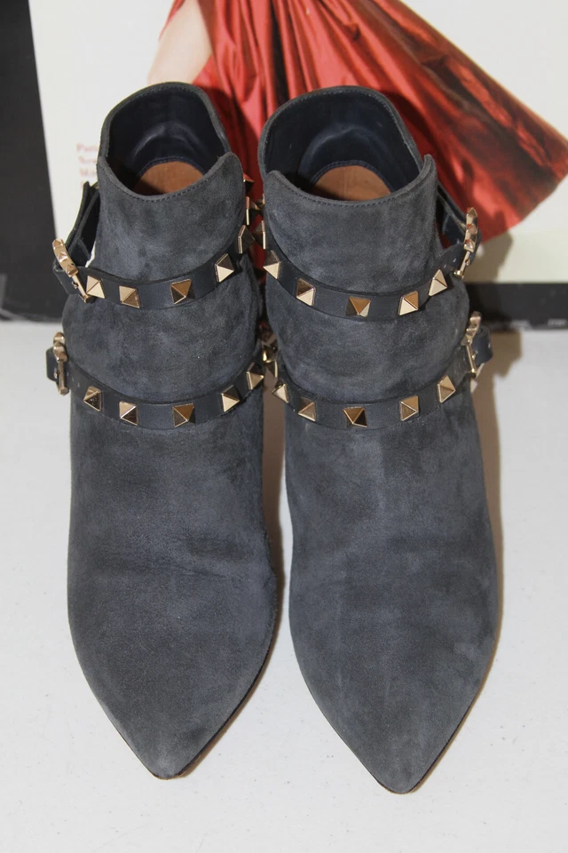  Valentino Garavani Rockstud Gamuza Medio Botines Talla 36 1/2 6.5 #DS Foto 2 de 4