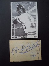 Mike Edwards, Autographed on a piece of cardboard, with Baseball card, 2nd base