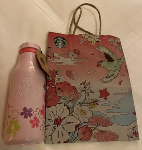 NEW Starbucks Logo JAPAN Pink SAKURA 2024 stainless steel bottle 473ml With Bag