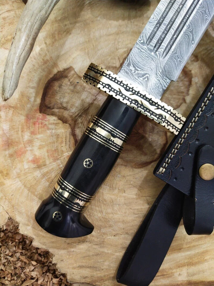 Cuchillo de caza Bowie de cuerno de búfalo de colección cuchillo grande cuchillo histórico Foto 3 de 4