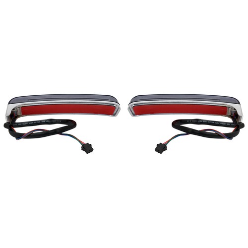 Chrome Saddlebag LED Turn Signal Brake Lights w/ Smoke Lens For Harley Touring - Picture 11 of 13