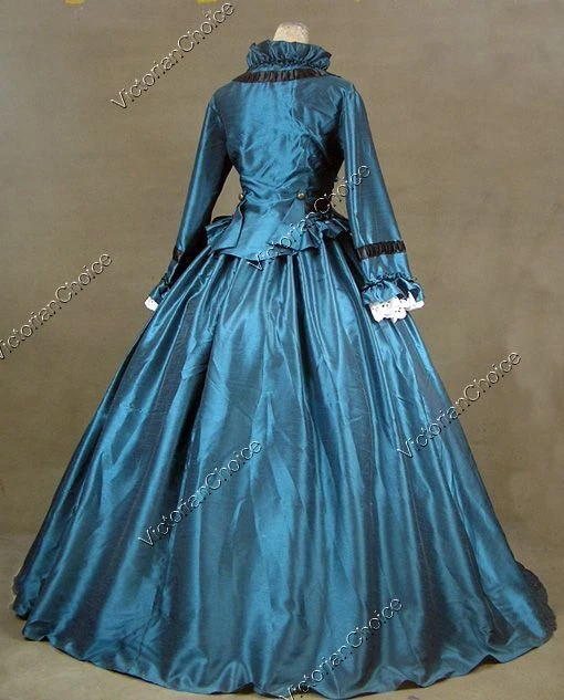Vestido de baile victoriano de tafetán de la Guerra Civil 2 piezas vestido recreación teatro disfraz 170 Foto 4 de 4