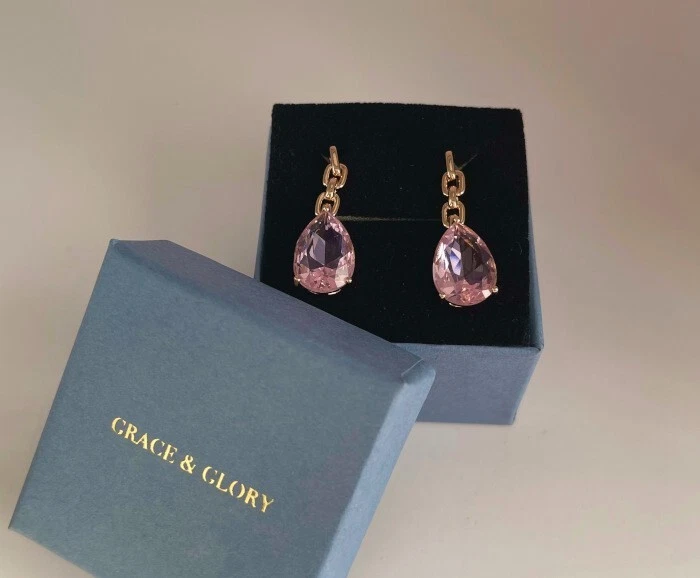 Deluxe Ohrringe Ohrstecker Kristall 750er Rolled Gold 18K vergoldet Schmuckbox - Bild 2 von 4